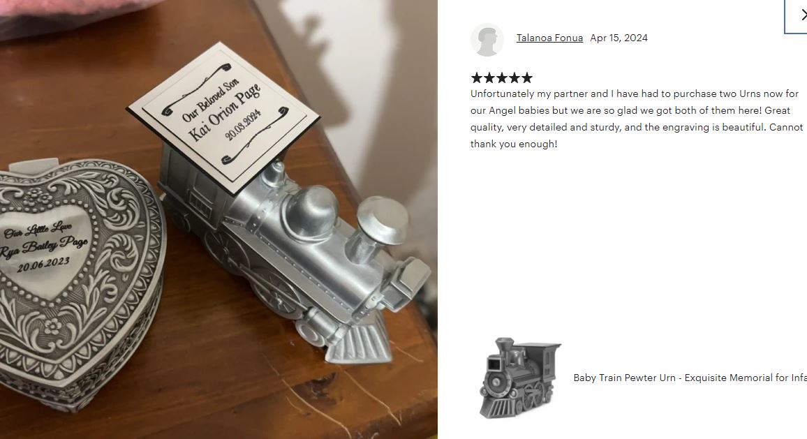 Train Pewter Keepsake Urn - In The Light Urns