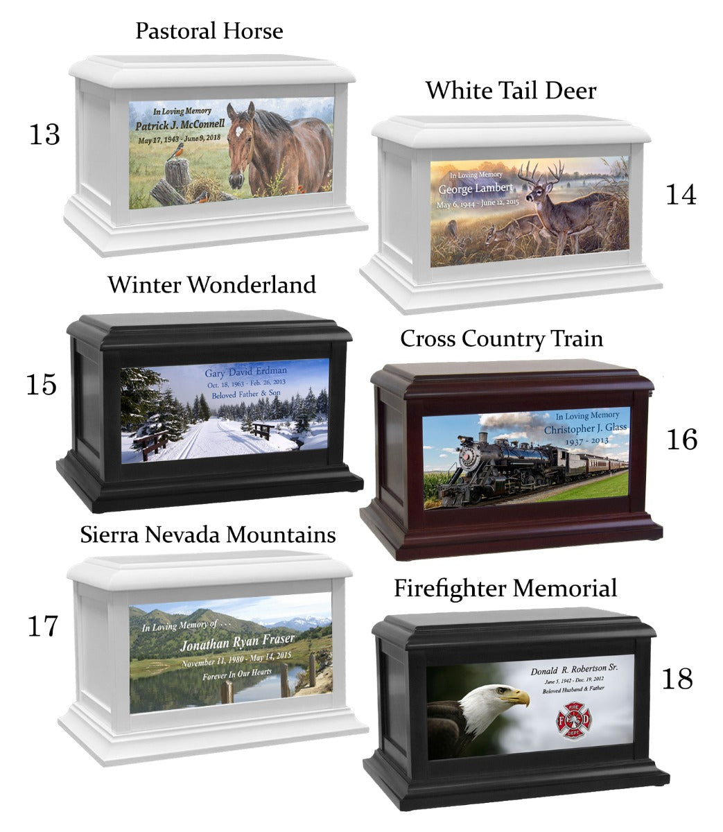 Trains, Farming, Cowboys, Animals, Natural Parks Adult or Medium Wood Keep The Memory® Cremation Urn