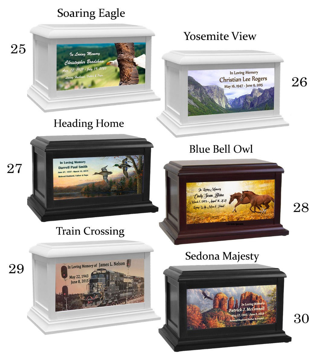 Trains, Farming, Cowboys, Animals, Natural Parks Adult or Medium Wood Keep The Memory® Cremation Urn