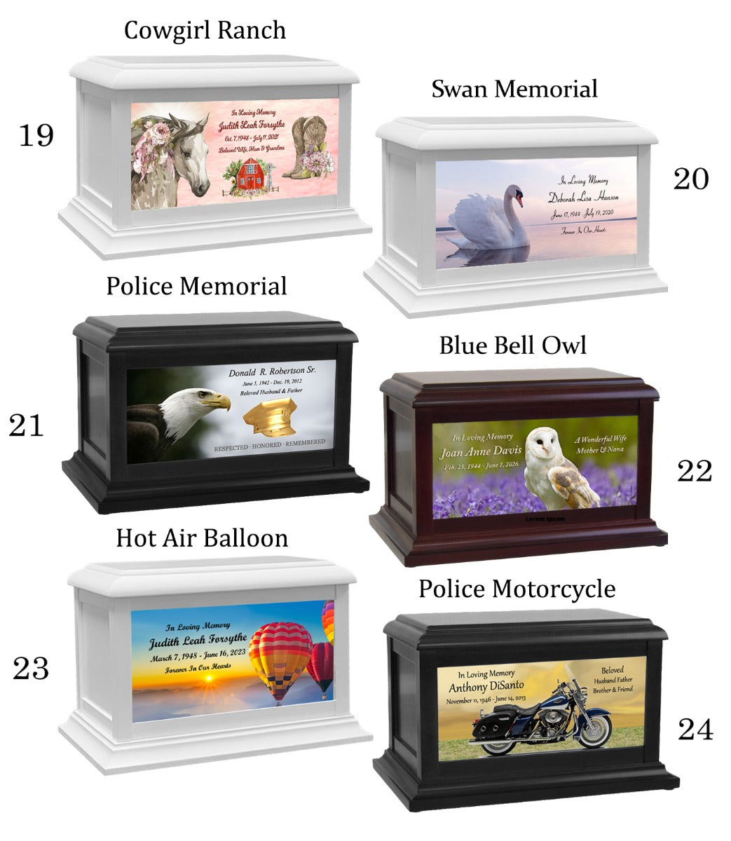 Trains, Farming, Cowboys, Animals, Natural Parks Adult or Medium Wood Keep The Memory® Cremation Urn
