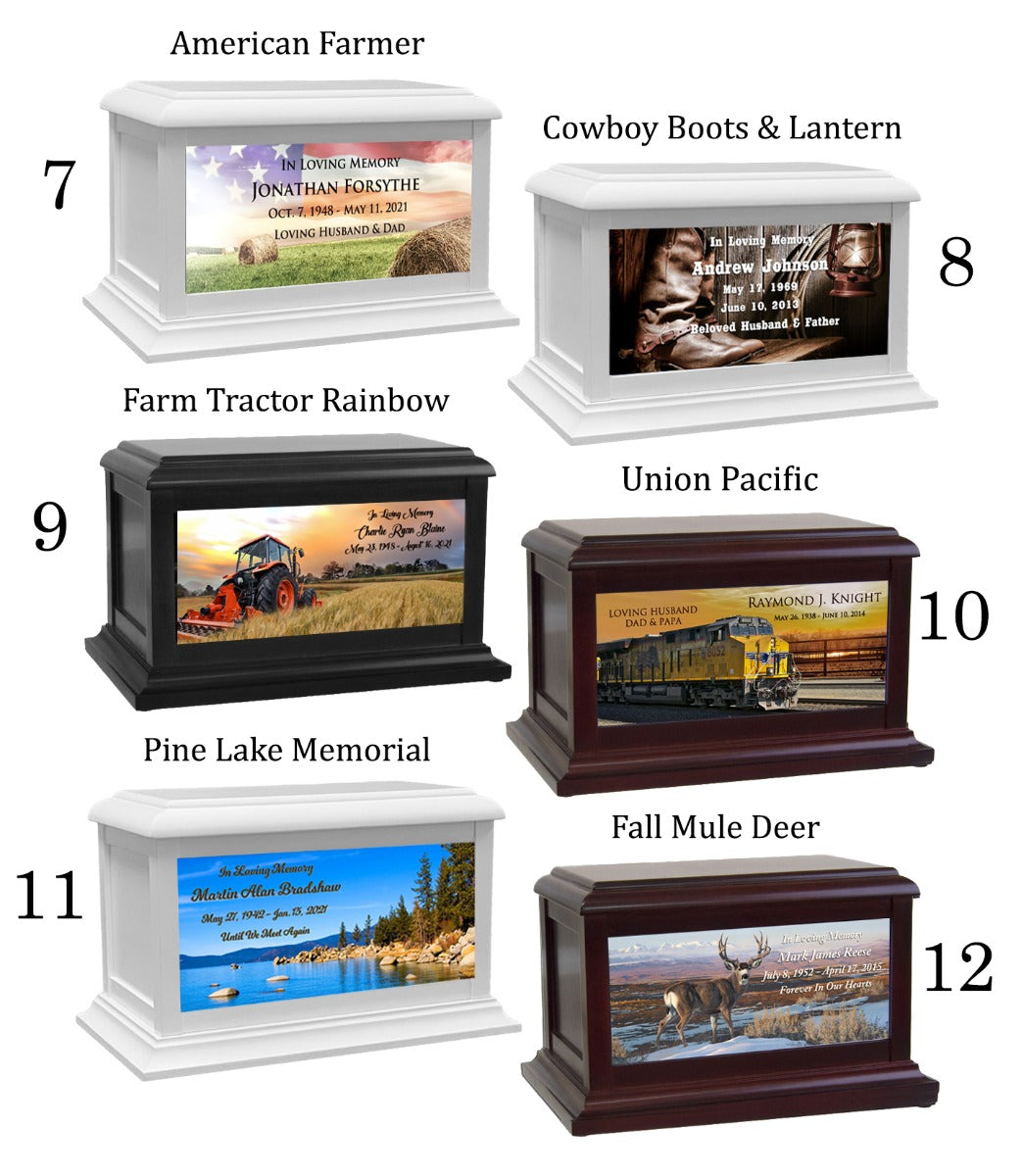 Trains, Farming, Cowboys, Animals, Natural Parks Adult or Medium Wood Keep The Memory® Cremation Urn