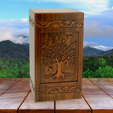 Tree Of Life Carved Adult Cremation Urn - Free Engraving - Free Shipping