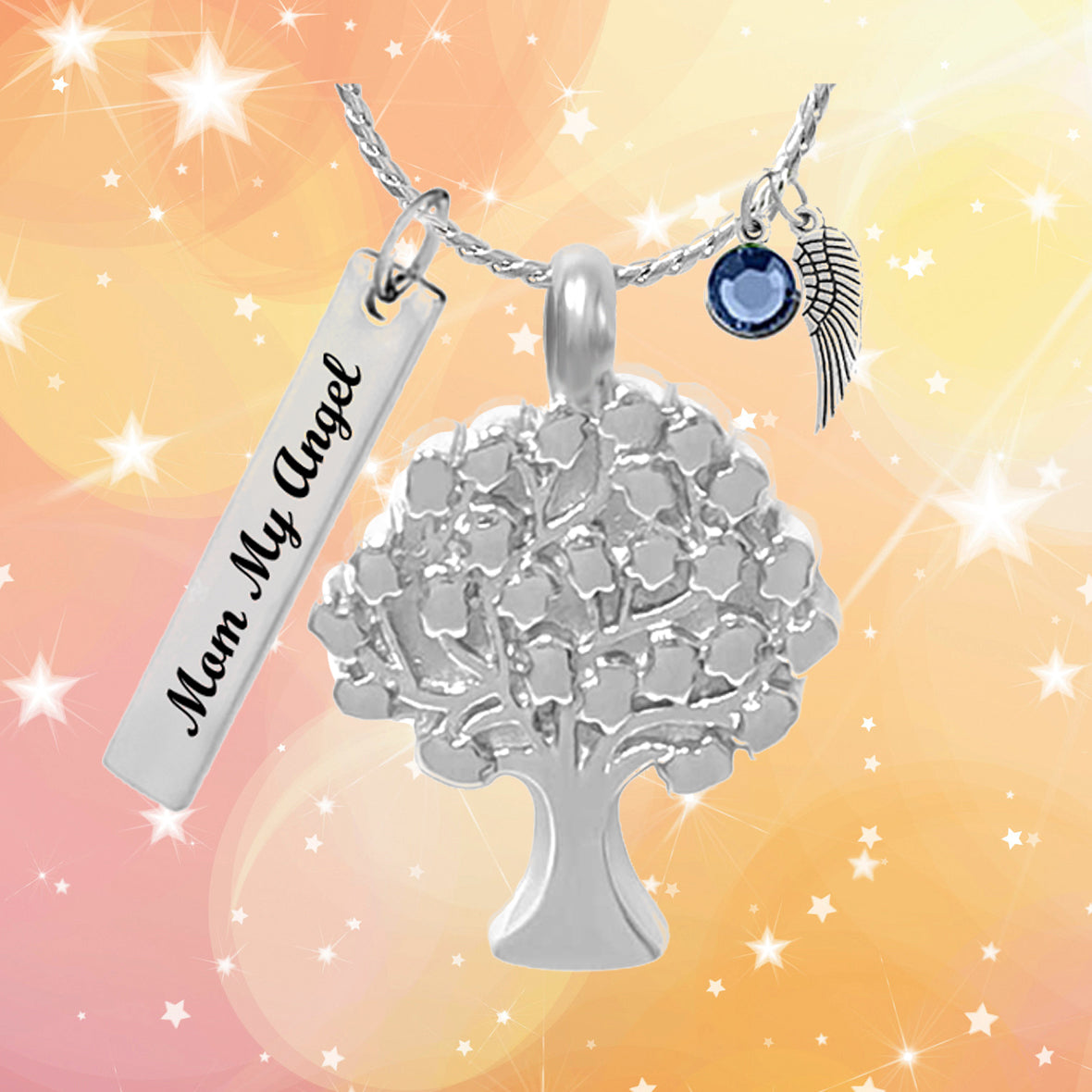 Tree of Life Stainless Jewelry Urn For Ashes - Love Charms® Option