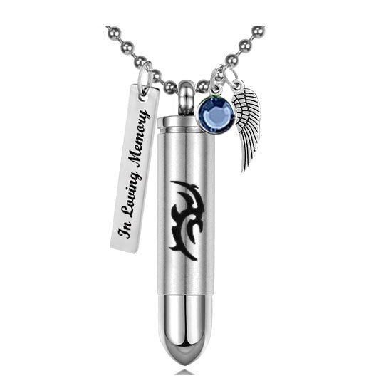 Tribal Bullet Magnum Pendant Keepsake Urn - Love Charms Option