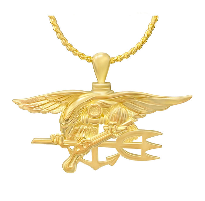 Navy Seal Trident 10KT or 14KT Gold Cremation Jewelry Urn - SHIPS NOW