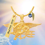 Navy Seal Trident Gold Cremation Jewelry Urn - Love Charms® Option