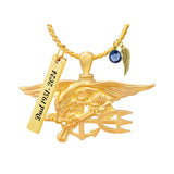 Navy Seal Trident Gold Cremation Jewelry Urn - Love Charms® Option