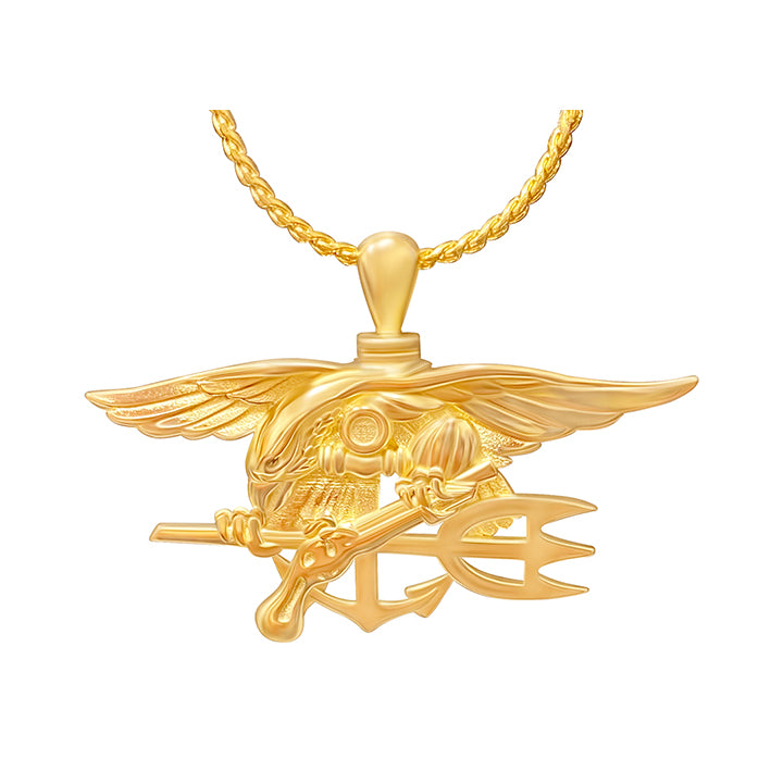 Navy Seal Trident Gold Cremation Jewelry Urn - Love Charms® Option
