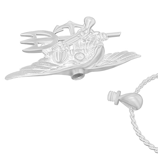 Navy Seal Trident Silver Cremation Jewelry Urn - Love Charms® Option
