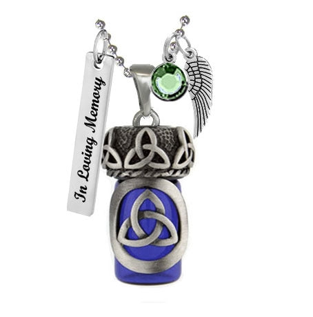 Trinity Blue Cobalt Pendant Urn - Love Charms Option