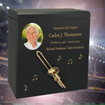 Trombone Wood Adult Cremation Urn - Miniature Trombone - Photo Option