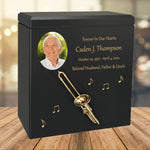 Trombone Wood Adult Cremation Urn - Miniature Trombone - Photo Option