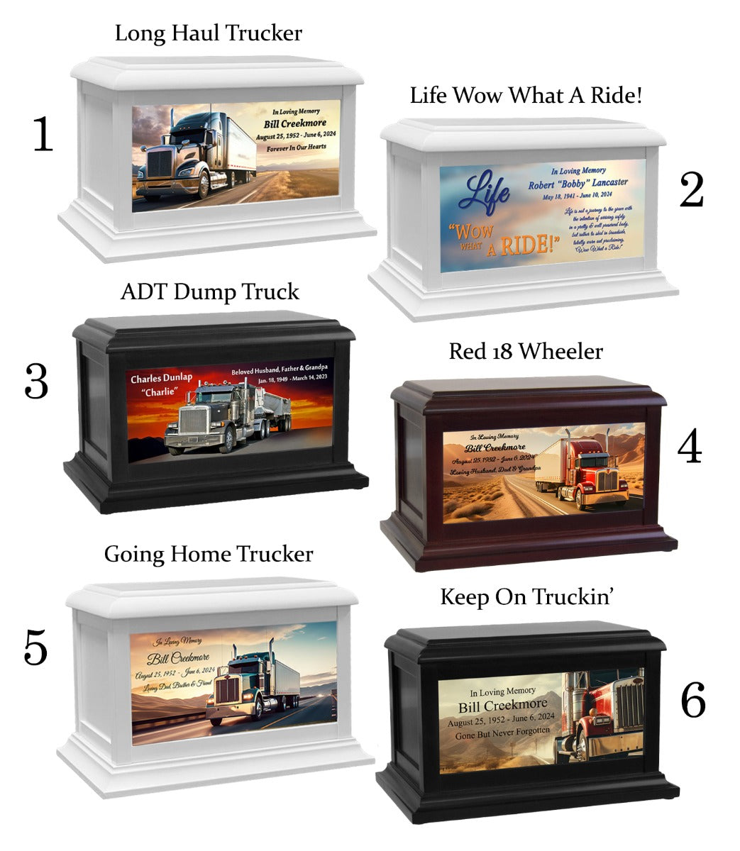 Truck Driver Local & Over The Road USA Adult or Medium Wood Keep The Memory® Cremation Urn 