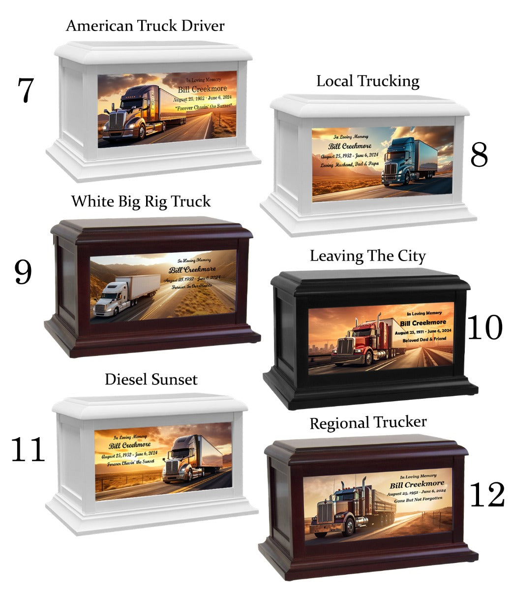 Truck Driver Local & Over The Road USA Adult or Medium Wood Keep The Memory® Cremation Urn 