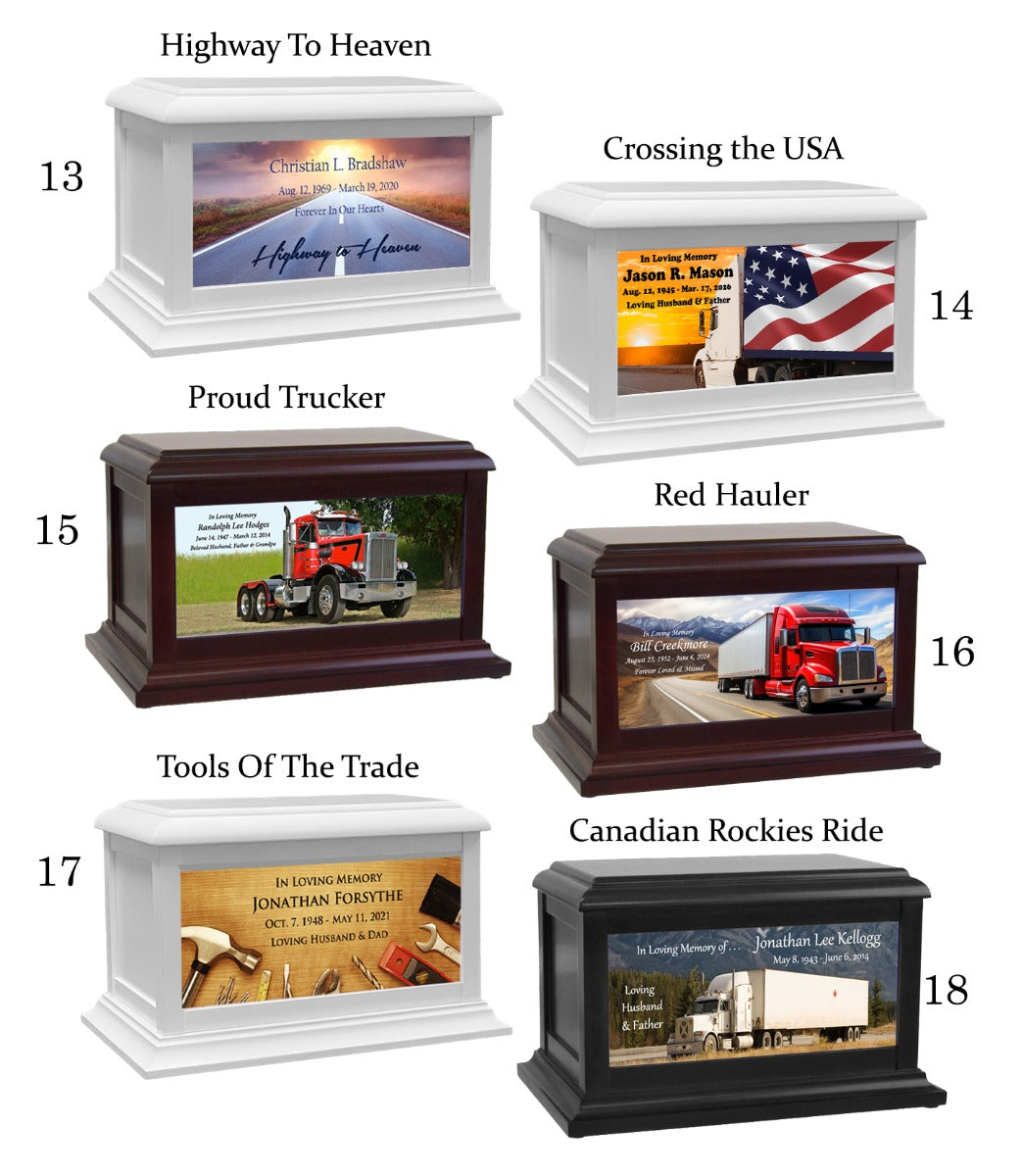 Truck Driver Local & Over The Road USA Adult or Medium Wood Keep The Memory® Cremation Urn 