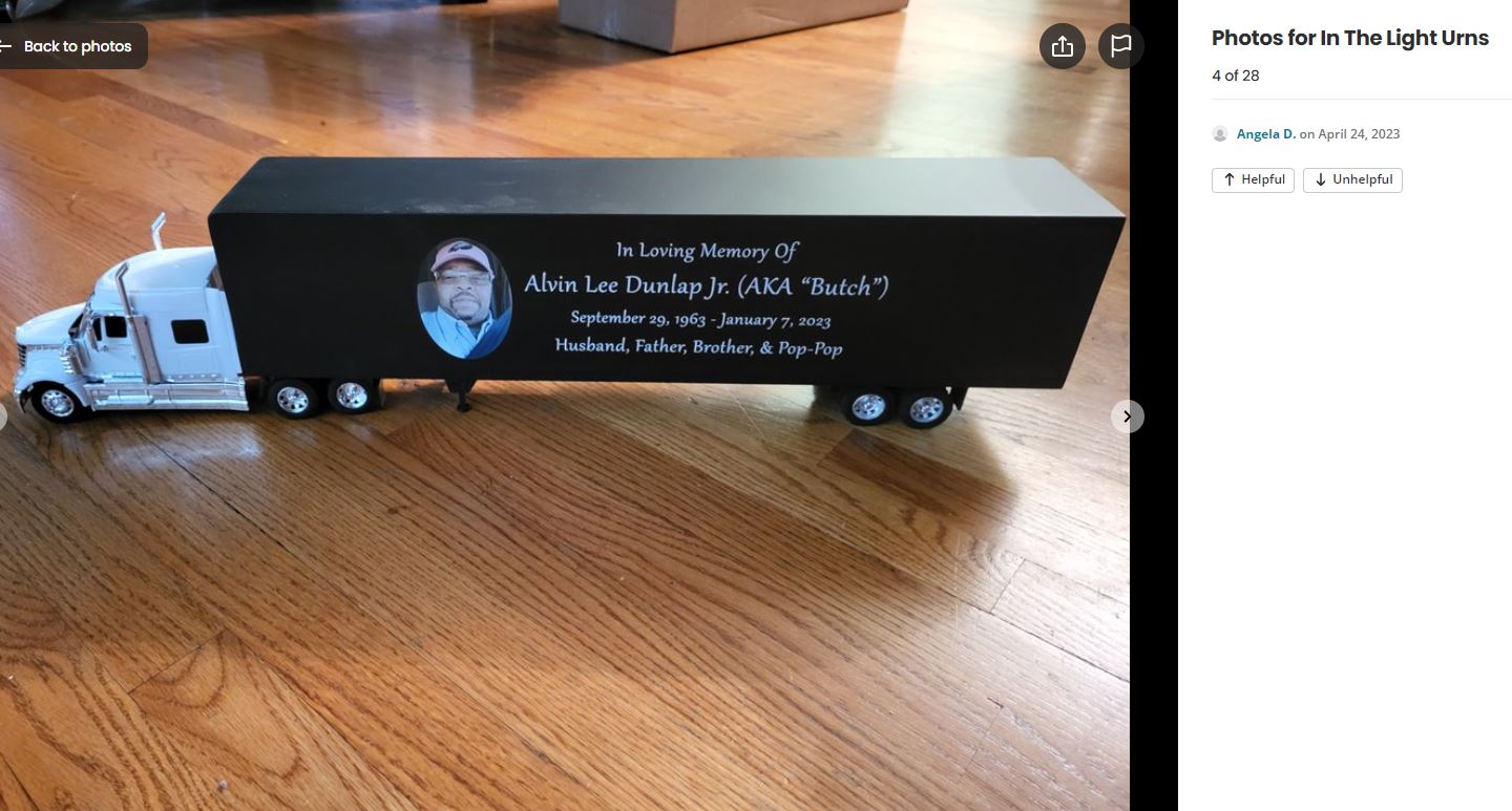Trailer Cremation Urn & International LoneStar White Truck Décor
