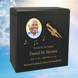 Trumpet Wood Adult Cremation Urn - Miniature Trumpet - Photo Option
