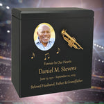 Trumpet Wood Adult Cremation Urn - Miniature Trumpet - Photo Option