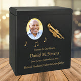 Trumpet Wood Adult Cremation Urn - Miniature Trumpet - Photo Option