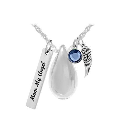Teardrop Silver Pendant Urn - Love Charms Option