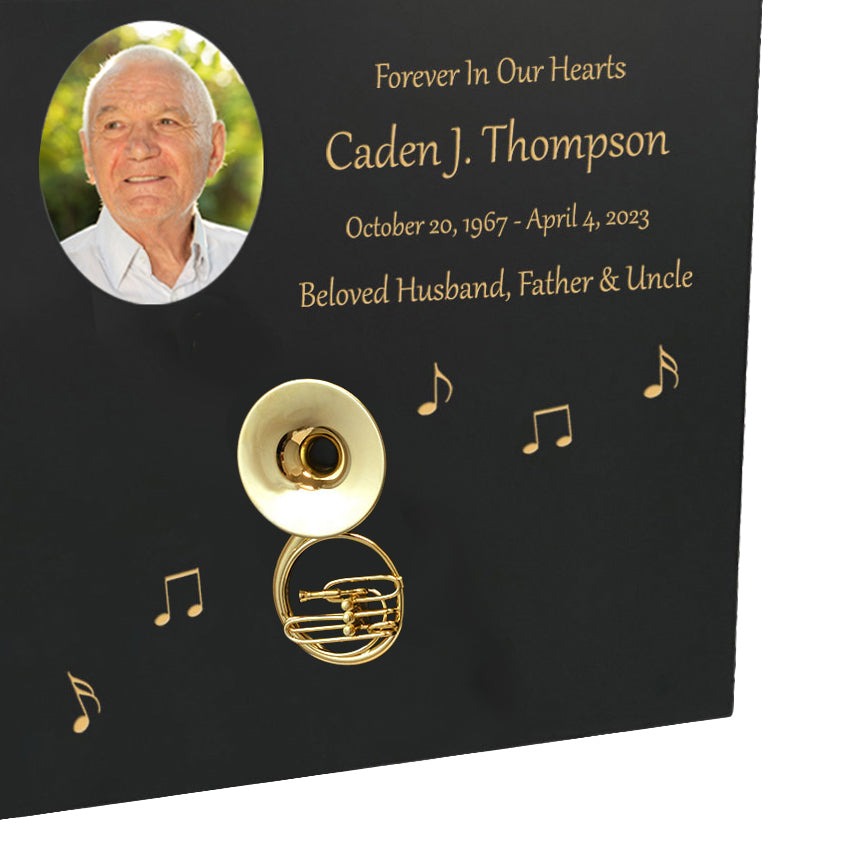 Tuba or Sousaphone Wood Adult Cremation Urn - Miniature Tuba or Sousaphone - Photo Option