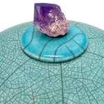 Peace & Love Turquoise Purple Crystal Raku Cremation Adult or Mini Urn - Personalization Option