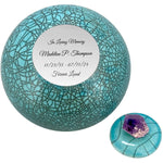 Peace & Love Turquoise Purple Crystal Raku Cremation Adult or Mini Urn - Personalization Option