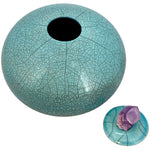 Peace & Love Turquoise Purple Crystal Raku Cremation Adult or Mini Urn - Personalization Option