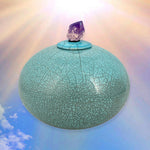 Peace & Love Turquoise Purple Crystal Raku Cremation Adult or Mini Urn - Personalization Option