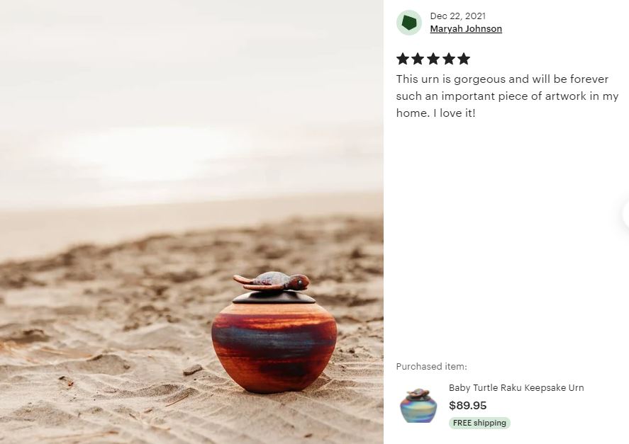 Sea Turtle Raku Keepsake Cremation Urn - Personalization Option