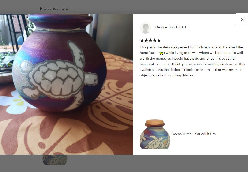 Sea Turtles Raku Cremation Adult or Medium Urn - Personalization Option