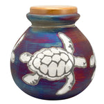 Sea Turtles Raku Cremation Adult or Medium Urn - Engraving Option