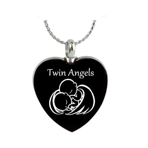Twin Angels Pendant Urn - Love Charms Option