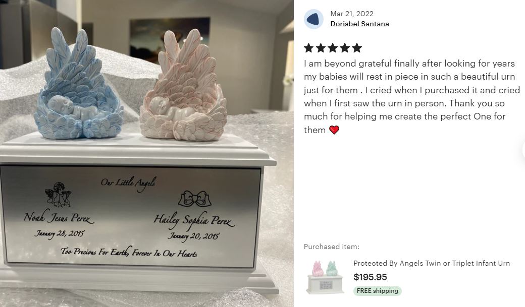 Twin or Triplet In Loving Arms Infant Urn