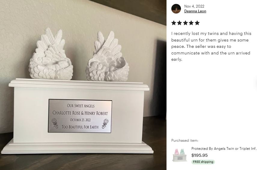 Twin or Triplet In Loving Arms Infant Urn