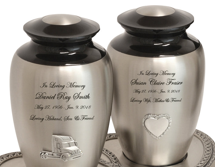 Pewter Medallion Companion Urns