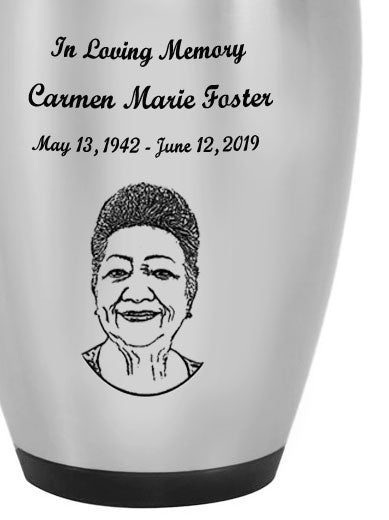 Two Toned Pewter Photo Engraved Cremation Urn