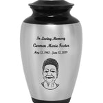 Two Toned Pewter Photo Engraved Cremation Urn