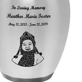 Two Toned Elegance Photo Engraved Child Urn