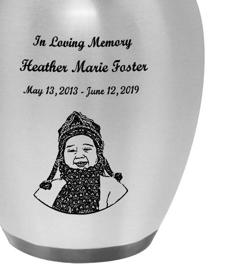 Two Toned Elegance Photo Engraved Child Urn