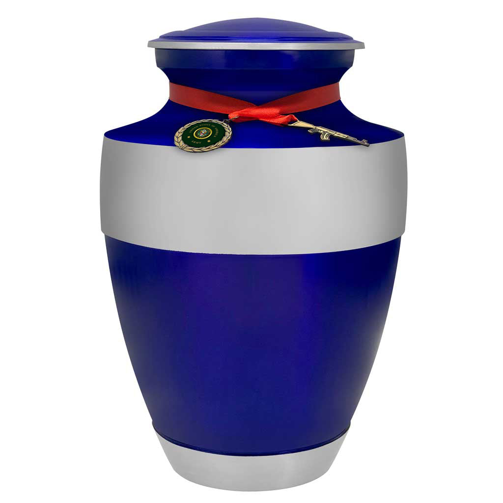 US Army Blue Master Rifle Cremation Urn - Adult Military Army Rifle Urn - Pro Diamond Engraving