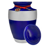 US Marine Corps Blue Master Rifle Cremation Urn - Adult Military Marine Rifle Urn - Pro Diamond Engraving