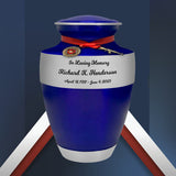 US Marine Corps Blue Master Rifle Cremation Urn - Adult Military Marine Rifle Urn - Pro Diamond Engraving