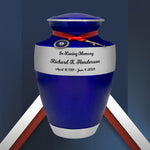 US Navy Blue Master Rifle Cremation Urn - Adult Military Navy Rifle Urn - Pro Diamond Engraving