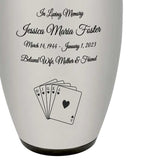 Royal Flush Cremation Urn - Poker Adult Urn - Tribute Wreath™ - Pro Personalization - Burial Vault Option