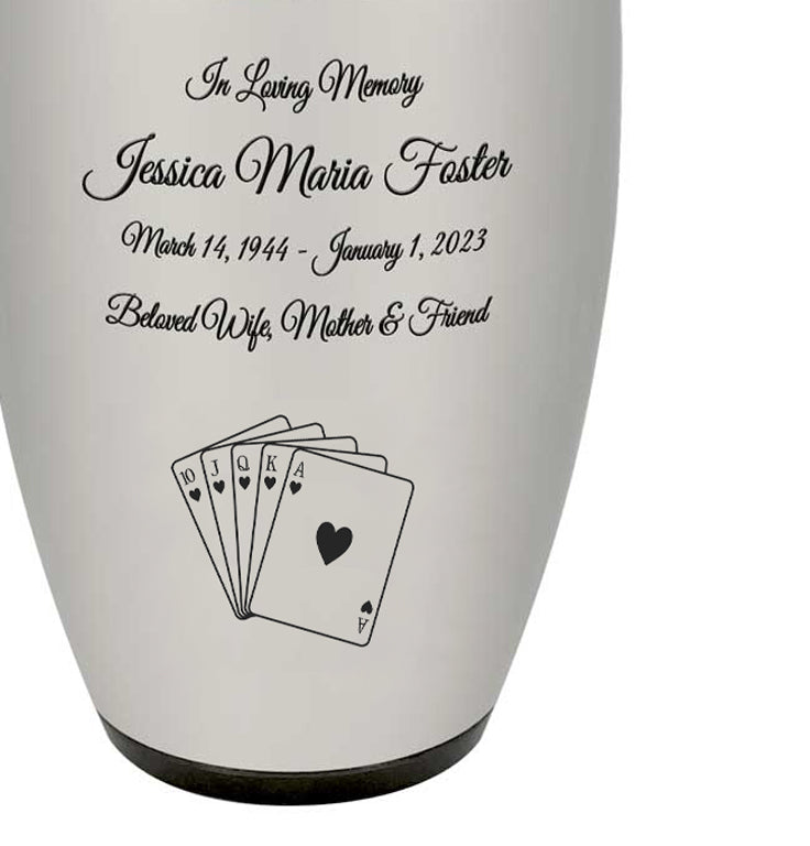 Royal Flush Cremation Urn - Poker Adult Urn - Tribute Wreath™ - Pro Personalization - Burial Vault Option