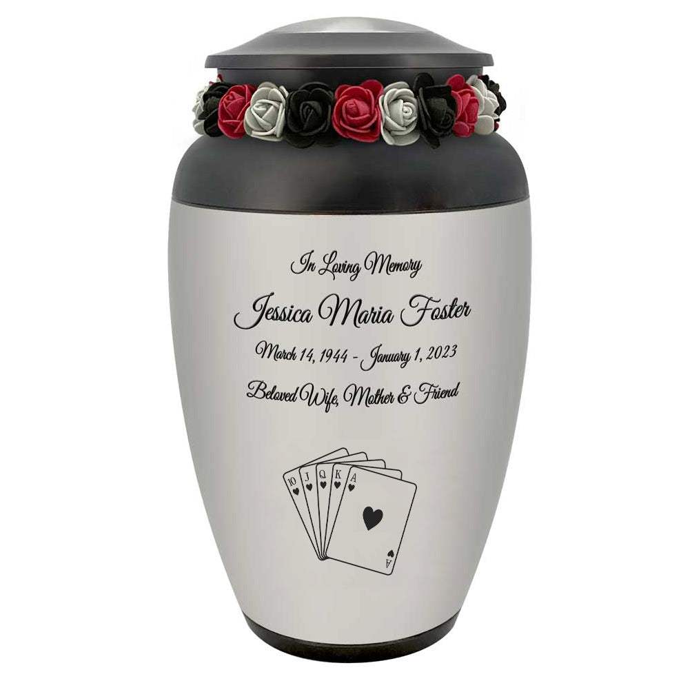 Royal Flush Cremation Urn - Poker Adult Urn - Tribute Wreath™ - Pro Personalization - Burial Vault Option