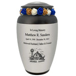 Farmer Pewter Adult Cremation Urn - Tribute Wreath® - Pro Personalization - Burial Vault Option