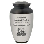 Farmer Pewter Adult Cremation Urn - Tribute Wreath™ - Pro Personalization - Burial Vault Option