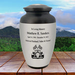 Formula One Pewter Adult Cremation Urn - Tribute Wreath™ - Pro Personalization - Burial Vault Option